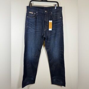 Calvin Klein Modern Loose Dark Wash Men’s Jeans 34/32 NEW 100% Cotton Button Fly